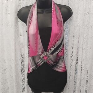 Hot Pink/Black Halter top